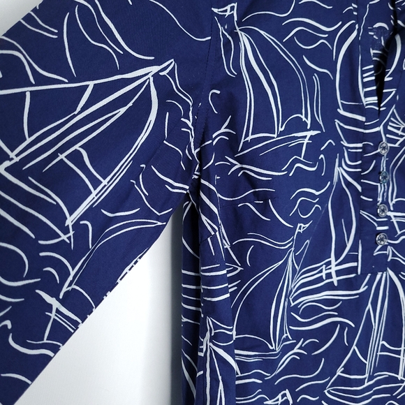 TALBOTS Women's Sailboat Print Long Sleeve Pullover Top XS - Picture 5 of 13